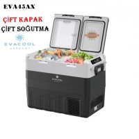 EVACOOL GERMANY EVA45AX OTO BUZDOLABI KOMPRSÖRLÜ  ÇİFT KAPAK ÇİFT SOĞUTMA 40 LİTRE  12/24 